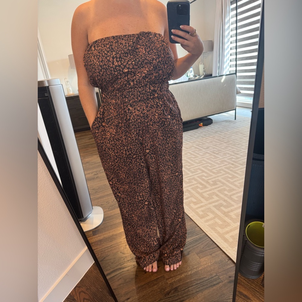 Kittenish Brown Patterned Jumpsuit - image 1
